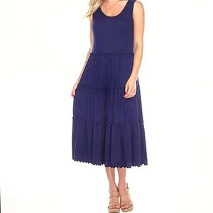 WHITE MARK Tiered Midi Dress Blue Women’s Plus Size 2X NWT
